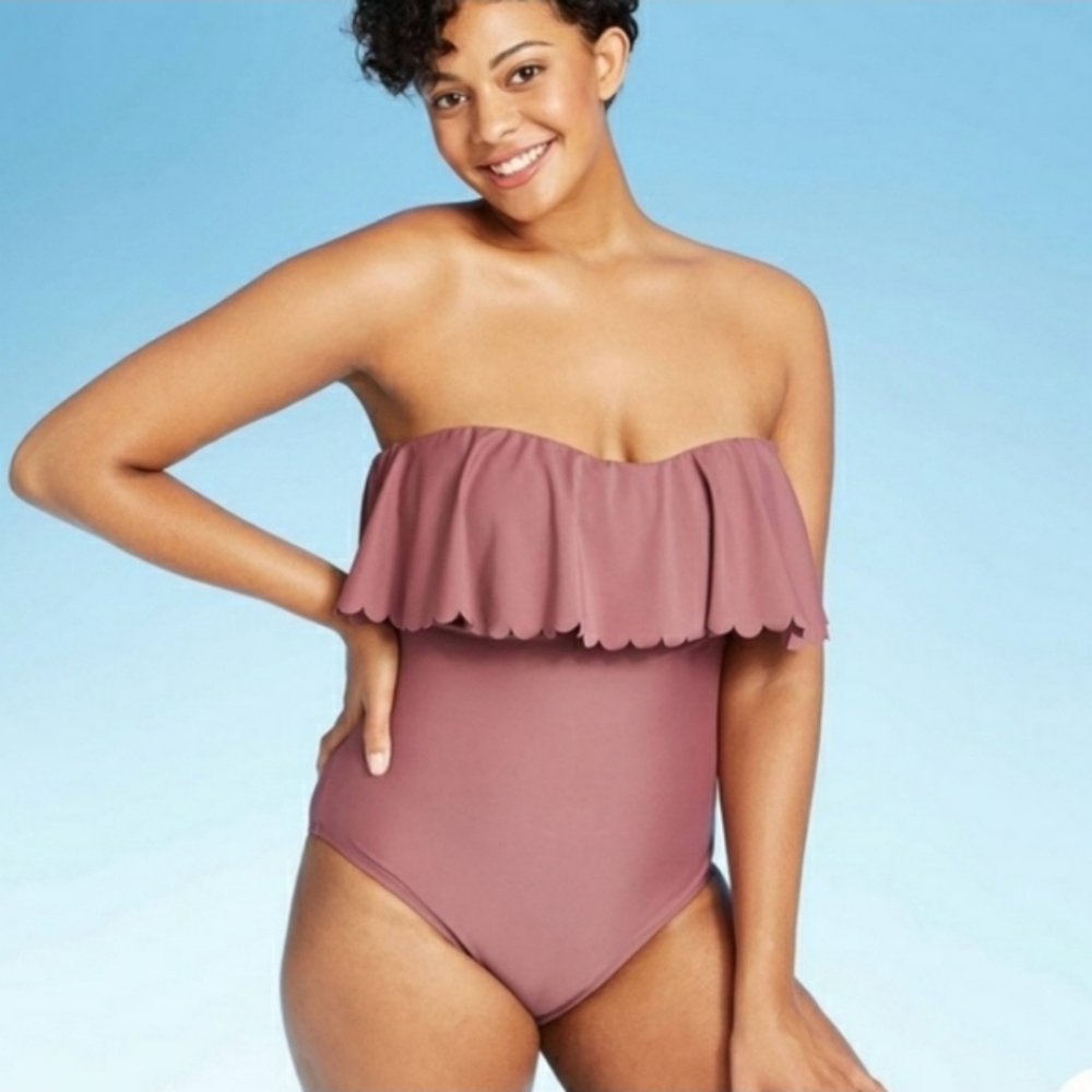 4/$25 Kona Sol Flounce One Piece Swimsuit